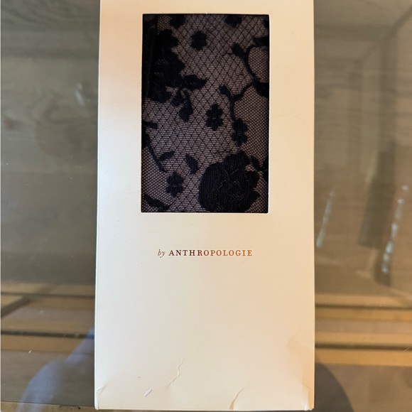Anthropologie Black Floral Lace Hosiery - Picture 5 of 6